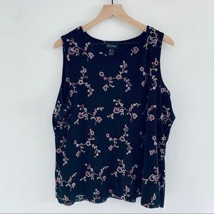Lane Bryant Black Floral Sleeveless Top